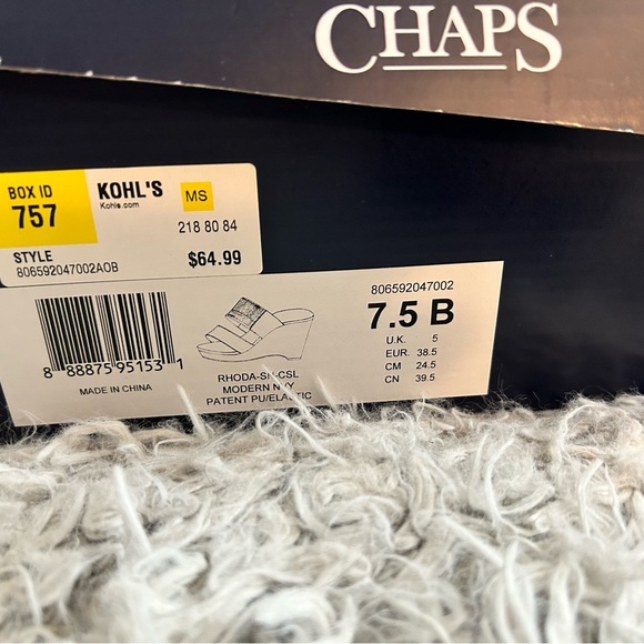 NWOB Chaps Blue Wedge Sandals - Picture 6 of 6